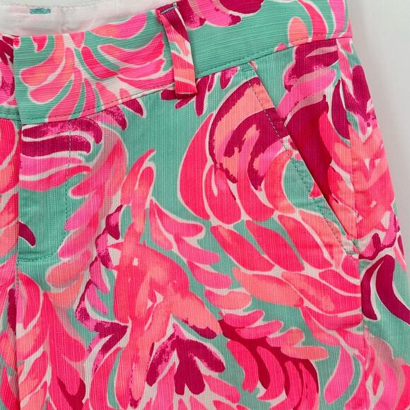 Lilly Pulitzer Womens 10" Chipper Bermuda Shorts Twill Cotton Size 2 Pink Aqua - Picture 5 of 9